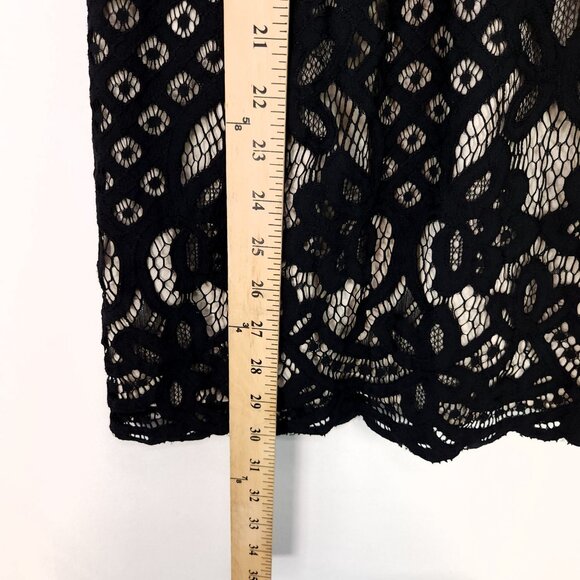 Free People One Million Lovers Mini Dress Size 4 Black Lace Overlay Low V-neck - Picture 8 of 16